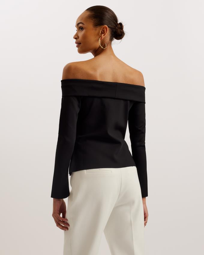 Hauts Ted Baker Off The Shoulder Long Sleeve Noir Femme | WBL-22180906